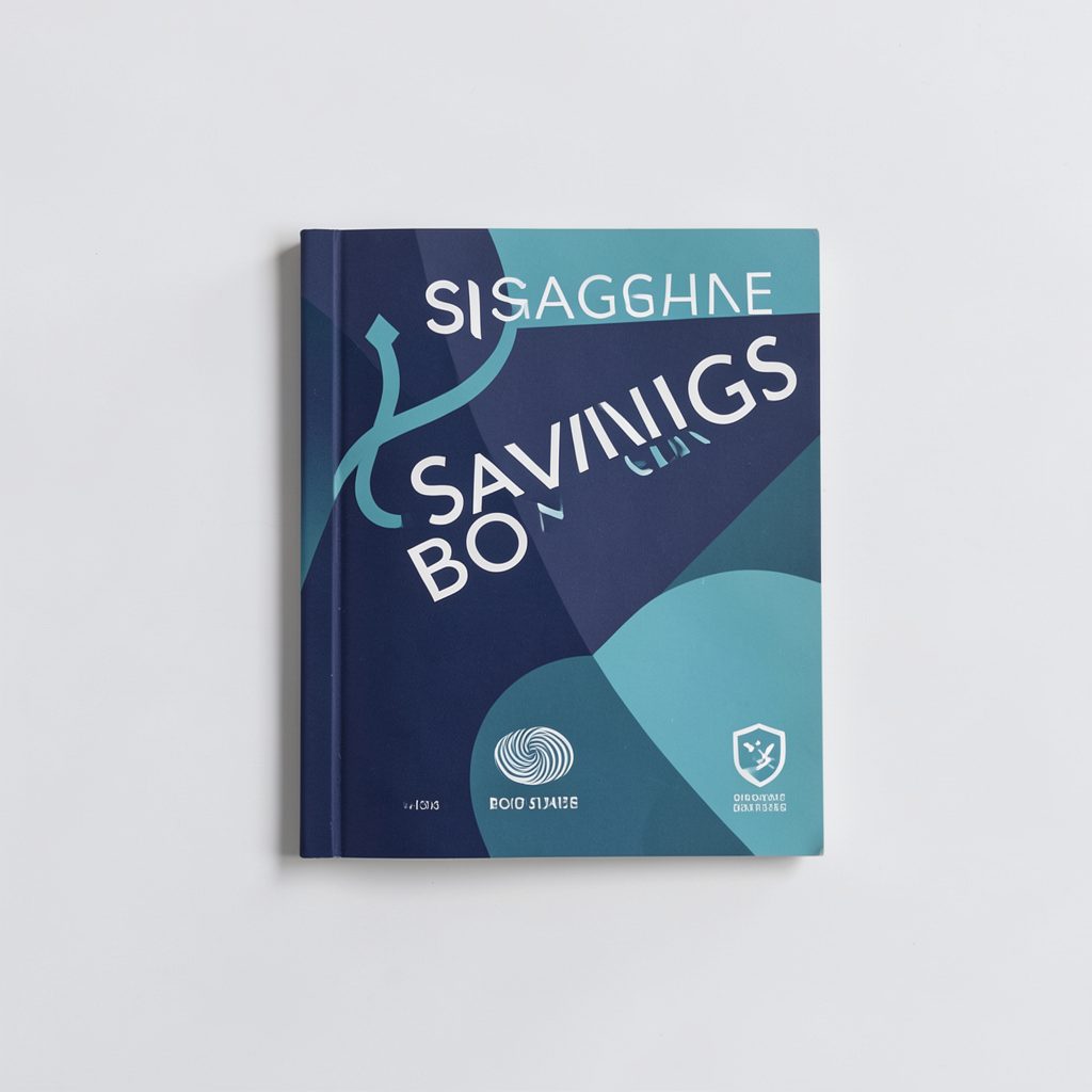 Clean abstract bond-certificate pattern in muted navy and teal, representing Singapore Savings Bonds