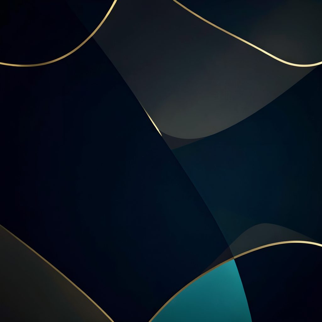 Dark abstract composition suggesting banking and finance, deep navy with subtle gold and cyan highlights, professional mood